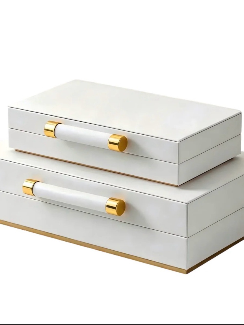 White and Gold Decorative Storage Boxes with Handle